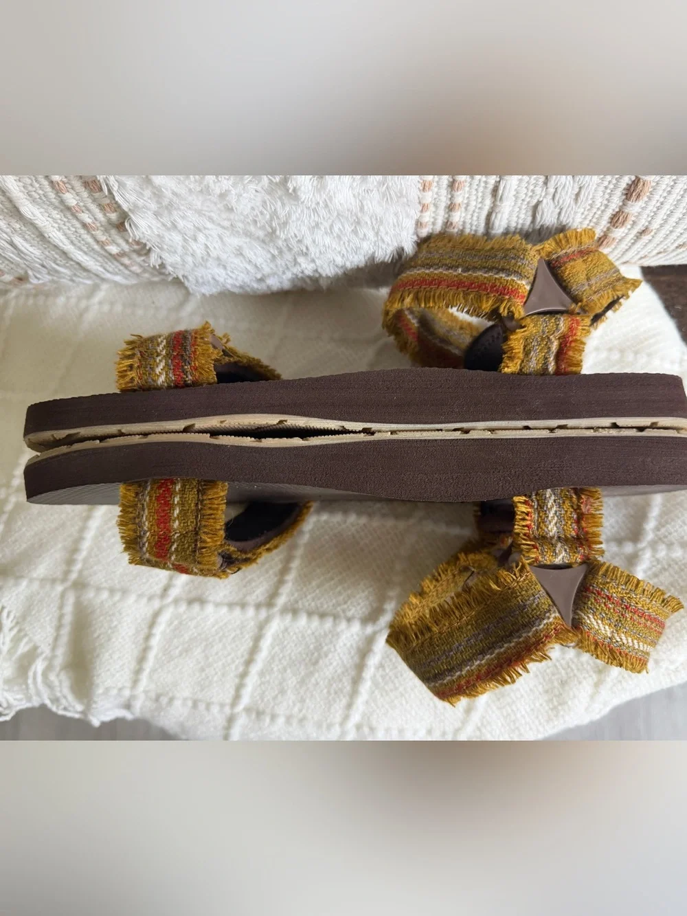 Flojos NWOT Unisex Pascule Sandal Mexican Blanket Brown with Mustard Accent